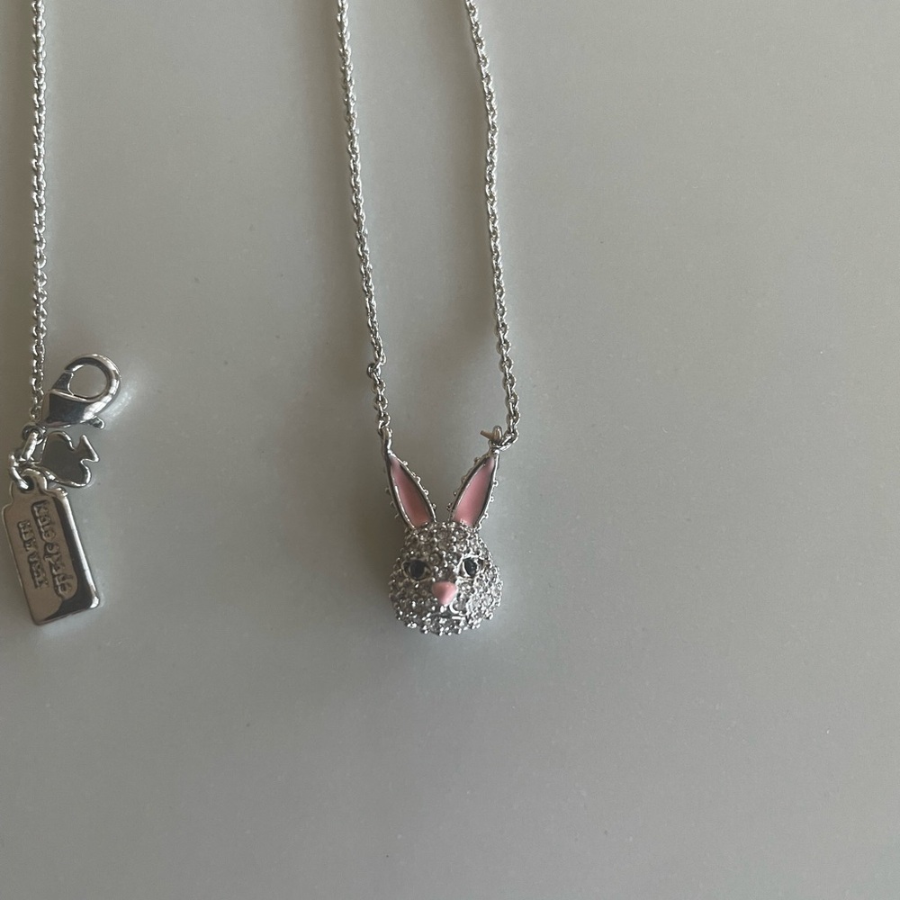 Kate Spade ♠️ Bunny Silver Necklace with Pink Accents